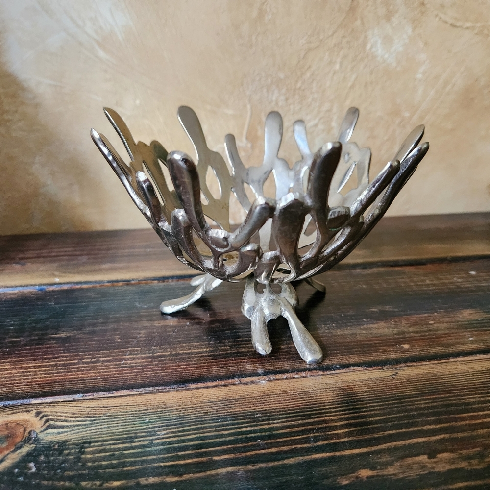 Silver Metal Decorative Bowl